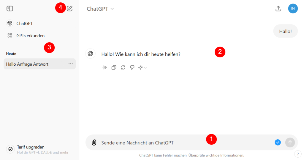 ChatGPT Oberfläche