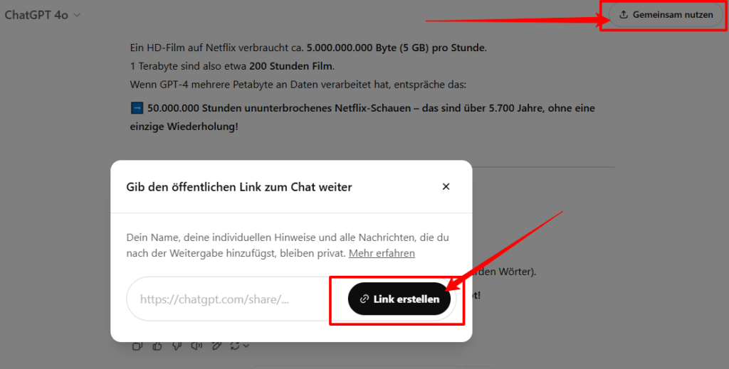 ChatGPT gemeinsam nutzen