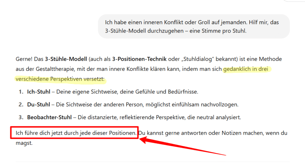 3 Stühle Methode mit ChatGPT
